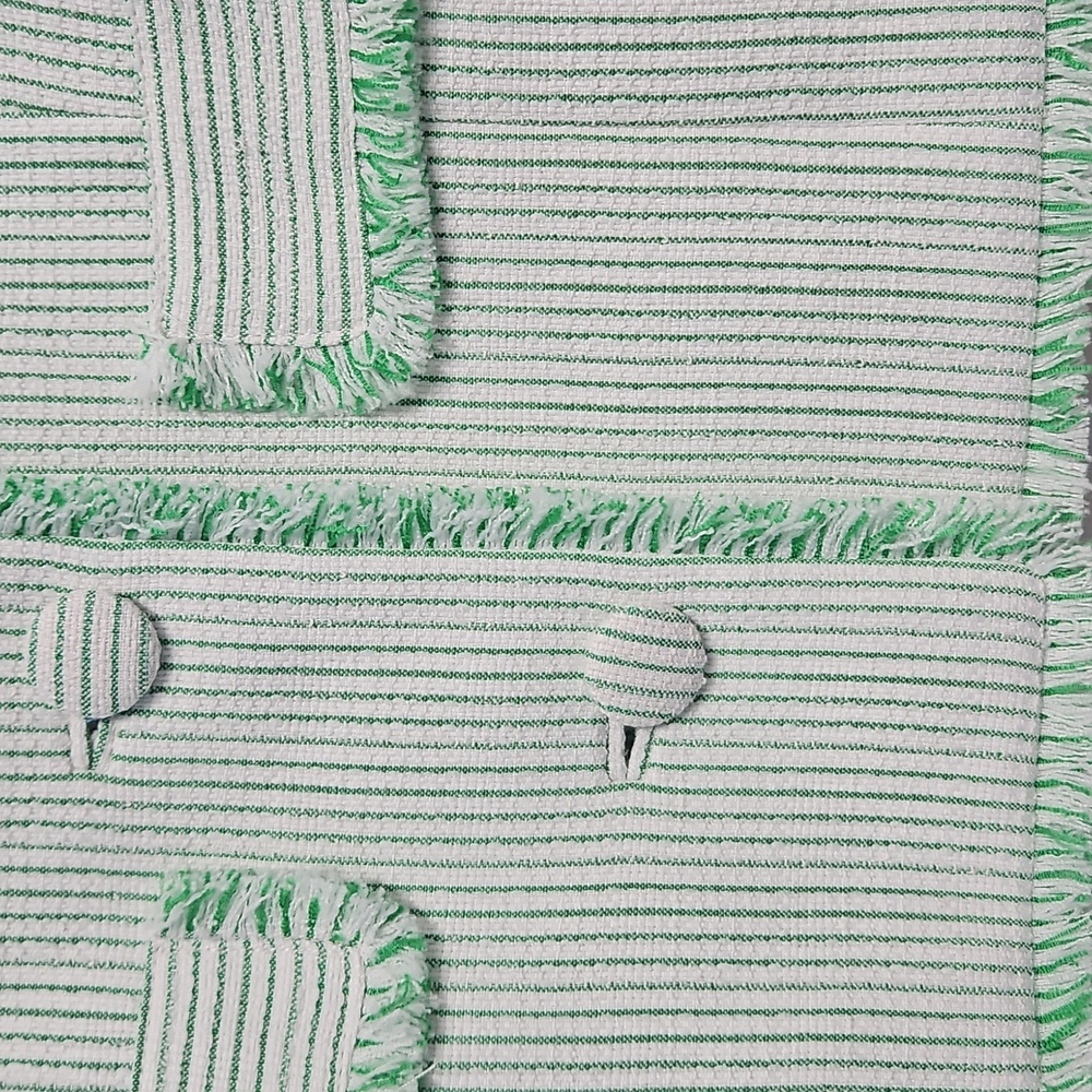 Preston & York Judith Boucle Tweed Round Neck Jacket: Green/White Stripe:Size- 8 - Picture 7 of 14